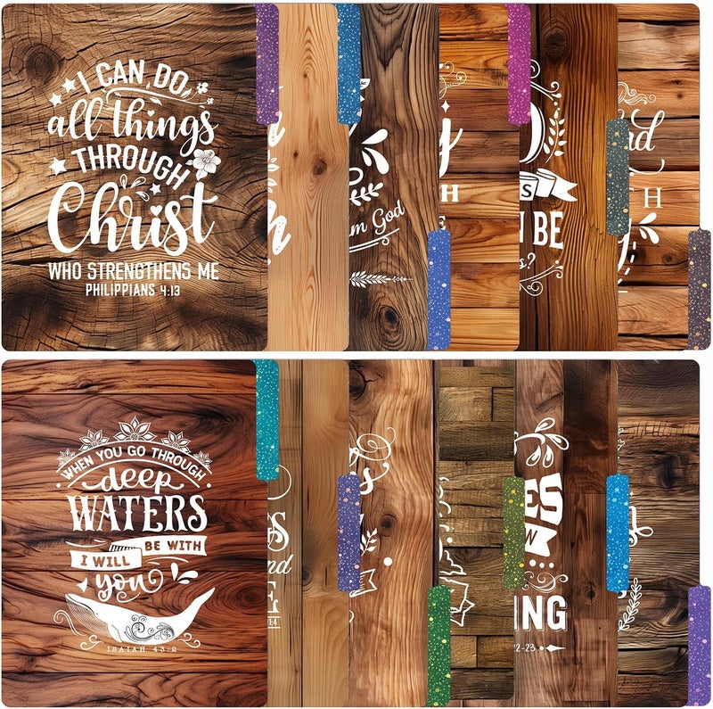 PARTH IMPEX 12 Pack Decorative File Folders, 1/3 Cut Tab with Assorted Positions, Letter Size Paper Holders (9.37” x 11.75”) Matte Finish Laminated - Motivational Inspirational Bible Verse Quotes - Image 1